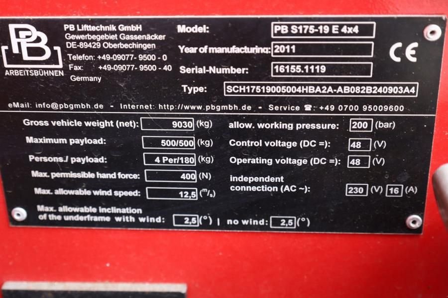 Teleskoparbeitsbühne of the type Sonstige PB Lifttechnik S175-19E 4x4 Electric, 4x4 Drive, 18.1m Working H, Gebrauchtmaschine in Groenlo (Picture 7)