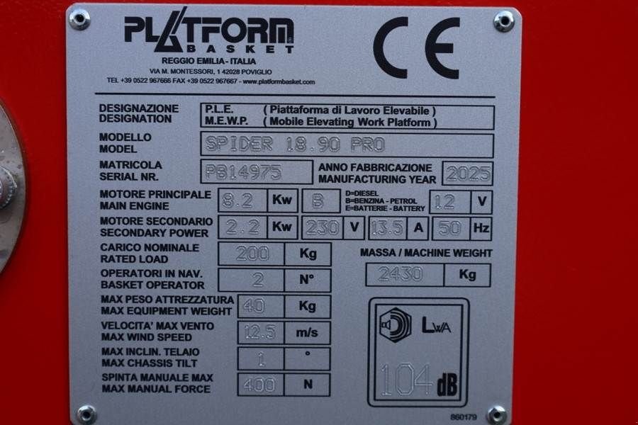 Teleskoparbeitsbühne του τύπου Sonstige Platform BAS Spider 18.90 PRO CE Declaration, Vali, Gebrauchtmaschine σε Groenlo (Φωτογραφία 7)