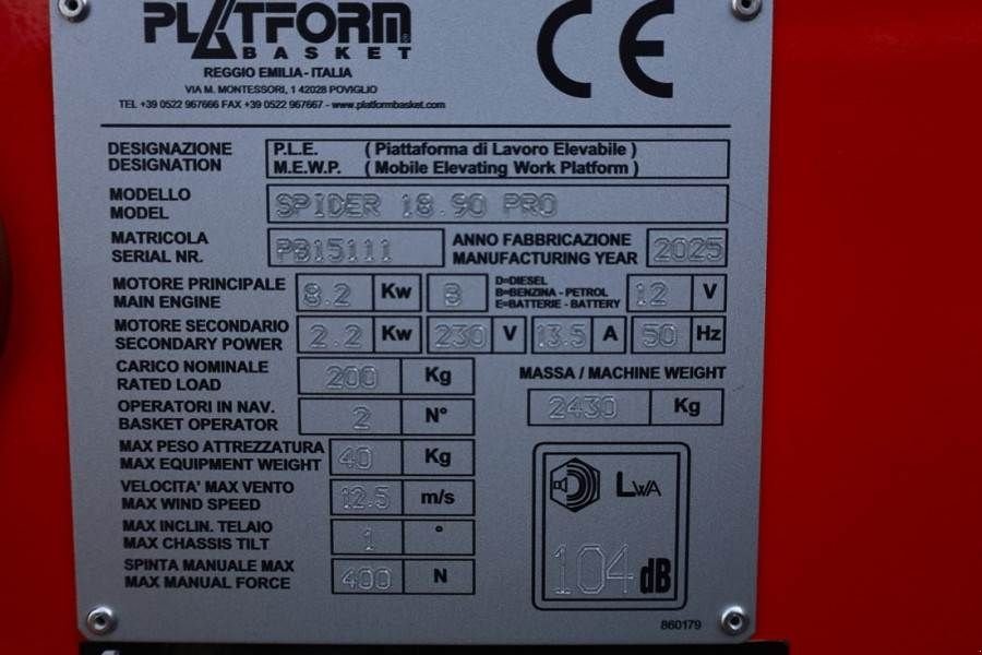 Teleskoparbeitsbühne типа Sonstige Platform BAS Spider 18.90 PRO CE Declaration, Vali, Gebrauchtmaschine в Groenlo (Фотография 7)