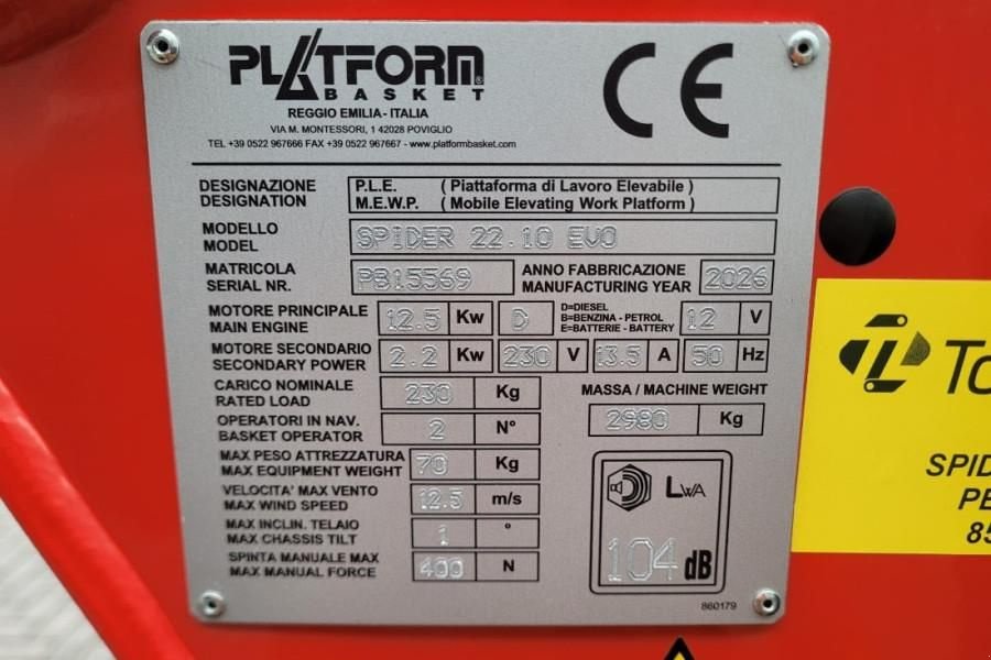 Teleskoparbeitsbühne des Typs Sonstige Platform BAS SPIDER 22.10 EVO CE Declaration, Vali, Gebrauchtmaschine in Groenlo (Bild 4)