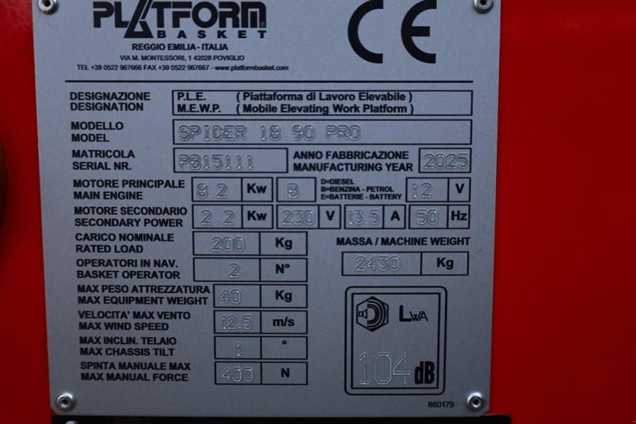 Teleskoparbeitsbühne of the type Sonstige Platform Basket Spider 18.90 PRO CE Declaration, Valid inspection,, Gebrauchtmaschine in Groenlo (Picture 7)