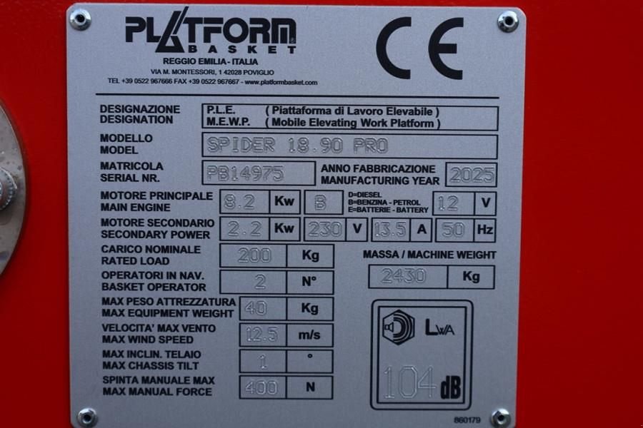 Teleskoparbeitsbühne des Typs Sonstige Platform Basket Spider 18.90 PRO CE Declaration, Valid inspection,, Gebrauchtmaschine in Groenlo (Bild 7)