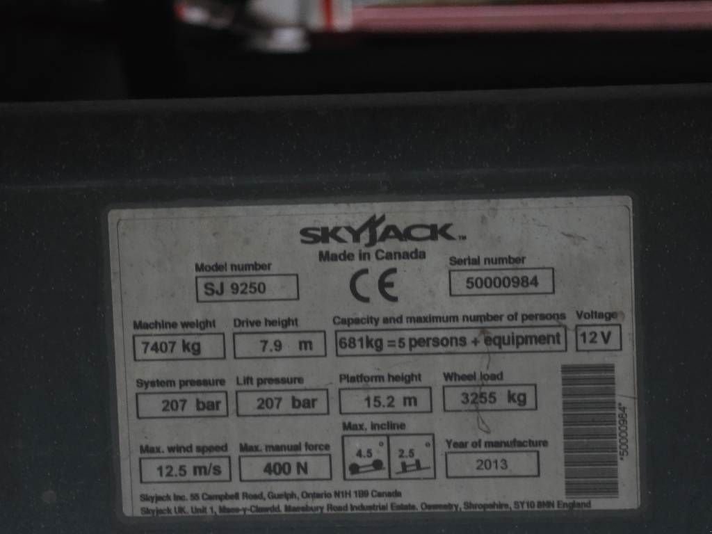 Teleskoparbeitsbühne des Typs Sonstige Sky Jack SJ9250 RT 4x4 diesel scissorlift schaarhoogwerker, Gebrauchtmaschine in Hooge mierde (Bild 7)