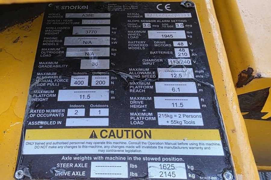 Teleskoparbeitsbühne типа Sonstige Snorkel A38E As-Is, Electric, 13.5m Working Height, 6.1m R, Gebrauchtmaschine в Groenlo (Фотография 7)