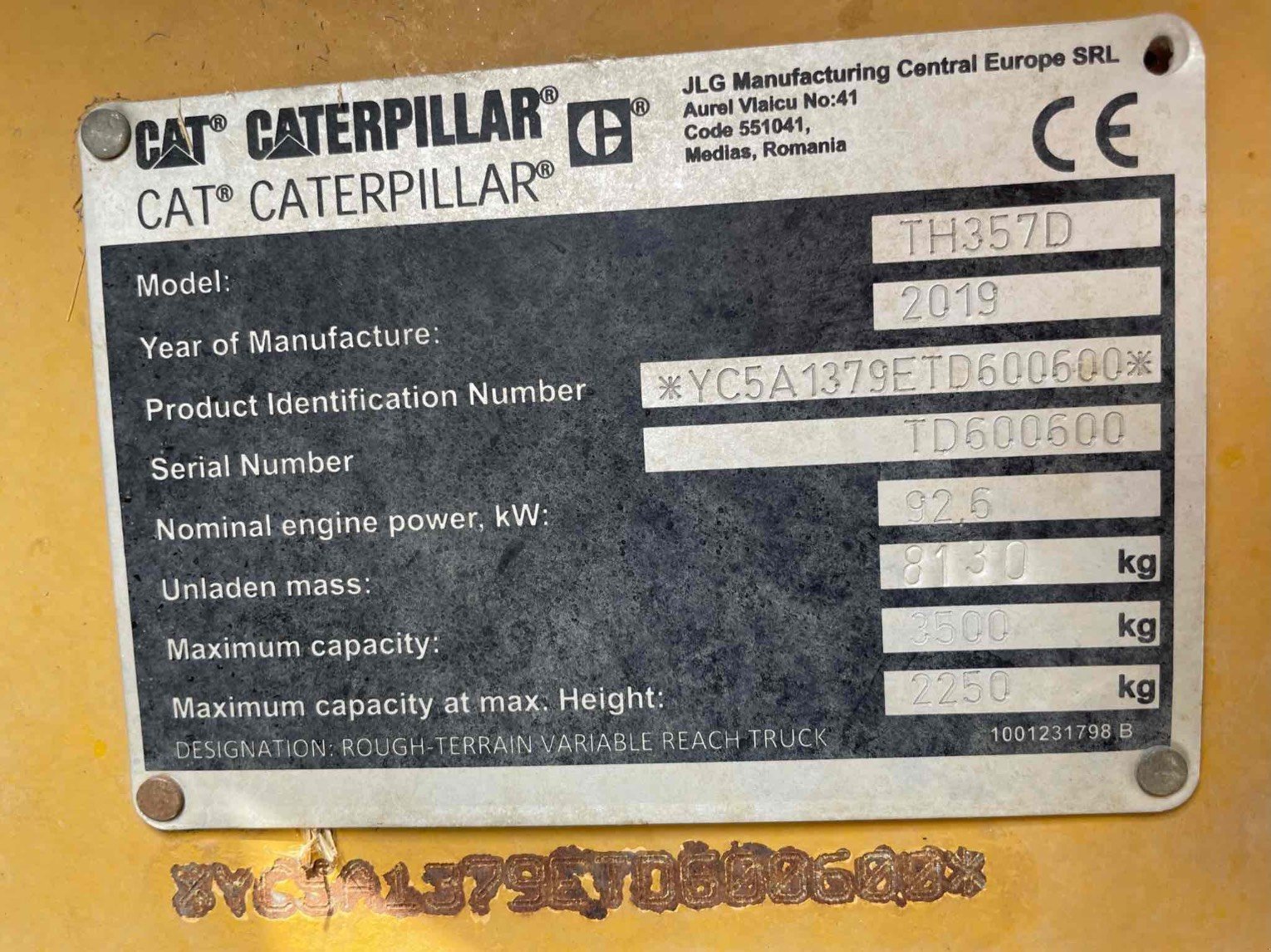 Teleskoplader Türe ait Caterpillar TH357DAG PERFORMANCE, Gebrauchtmaschine içinde SAINT CLAIR SUR ELLE (resim 10)