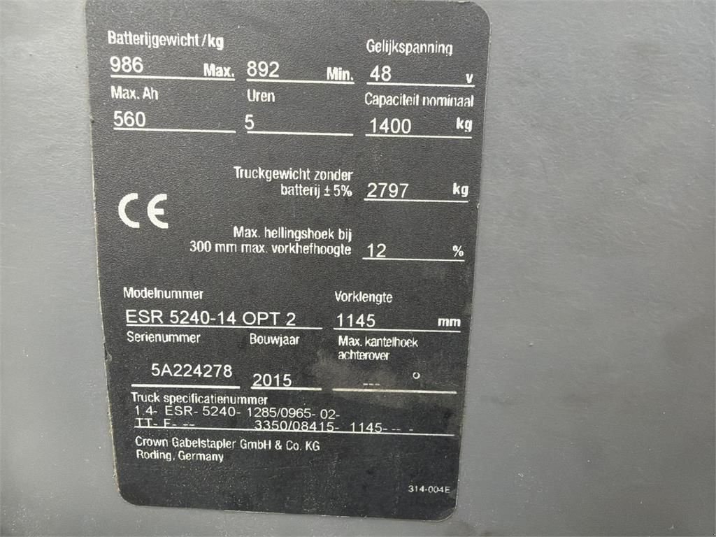 Teleskoplader des Typs Crown Heftruck ESR 5240-14 Reachtruck, Gebrauchtmaschine in Bant (Bild 11)