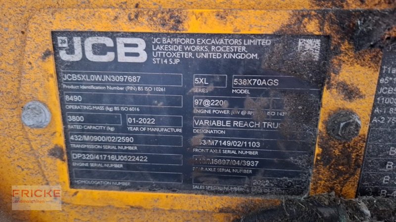 Teleskoplader типа JCB 538-70 Agri Super, Gebrauchtmaschine в Bockel - Gyhum (Фотография 2)