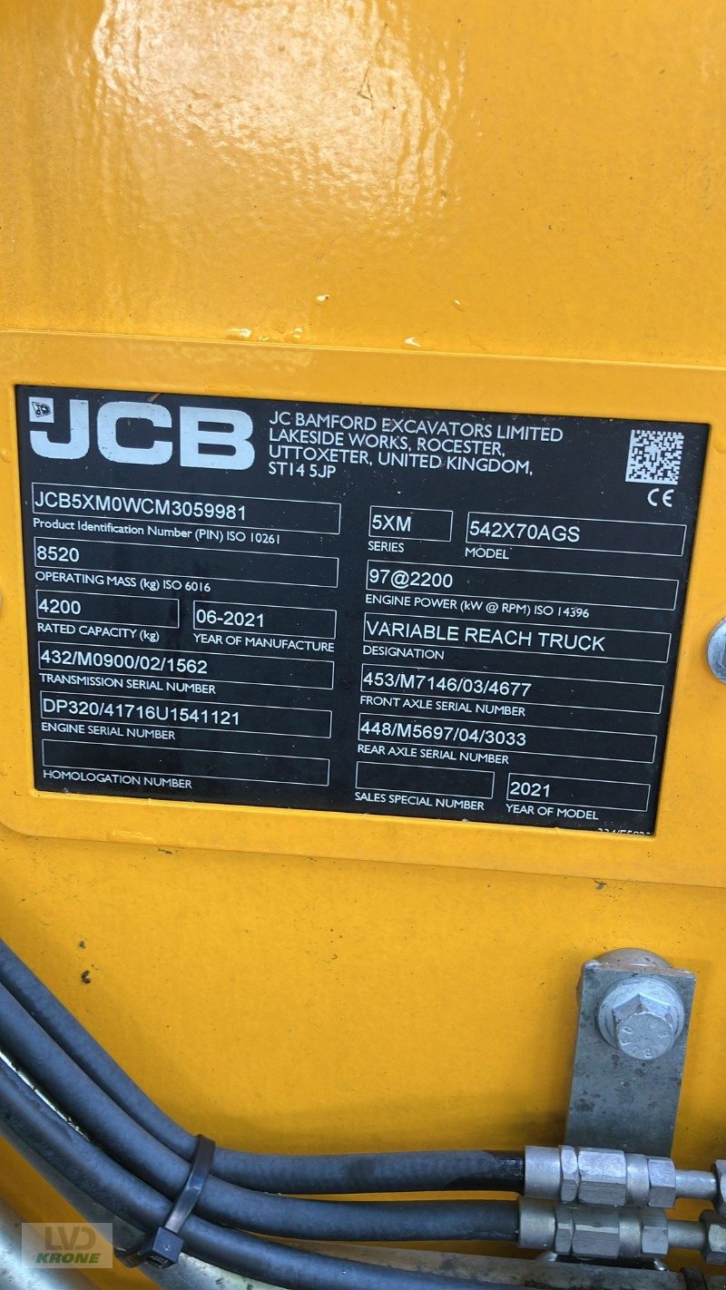 Teleskoplader typu JCB 542-70 Agri Super, Gebrauchtmaschine v Barsinghausen OT Groß Munzel (Obrázek 11)