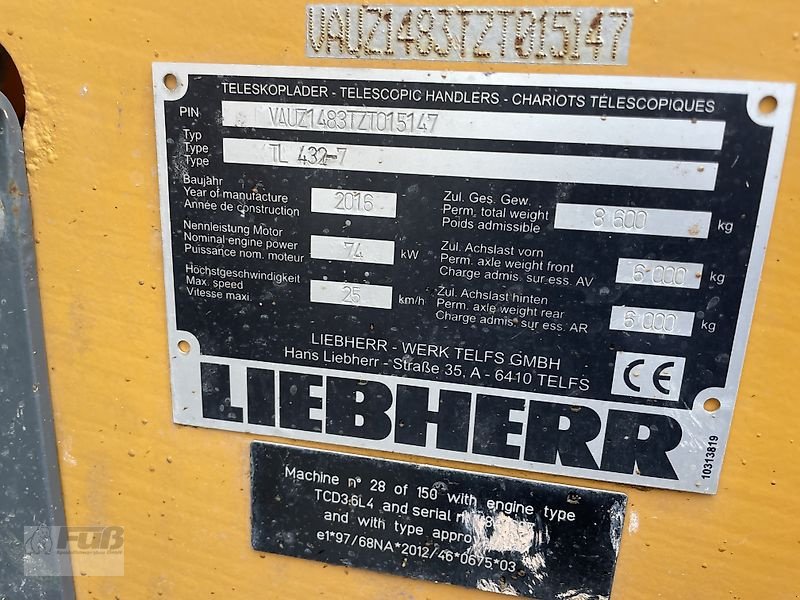 Teleskoplader des Typs Liebherr TL 432-7, Gebrauchtmaschine in Pfeffenhausen (Bild 9)