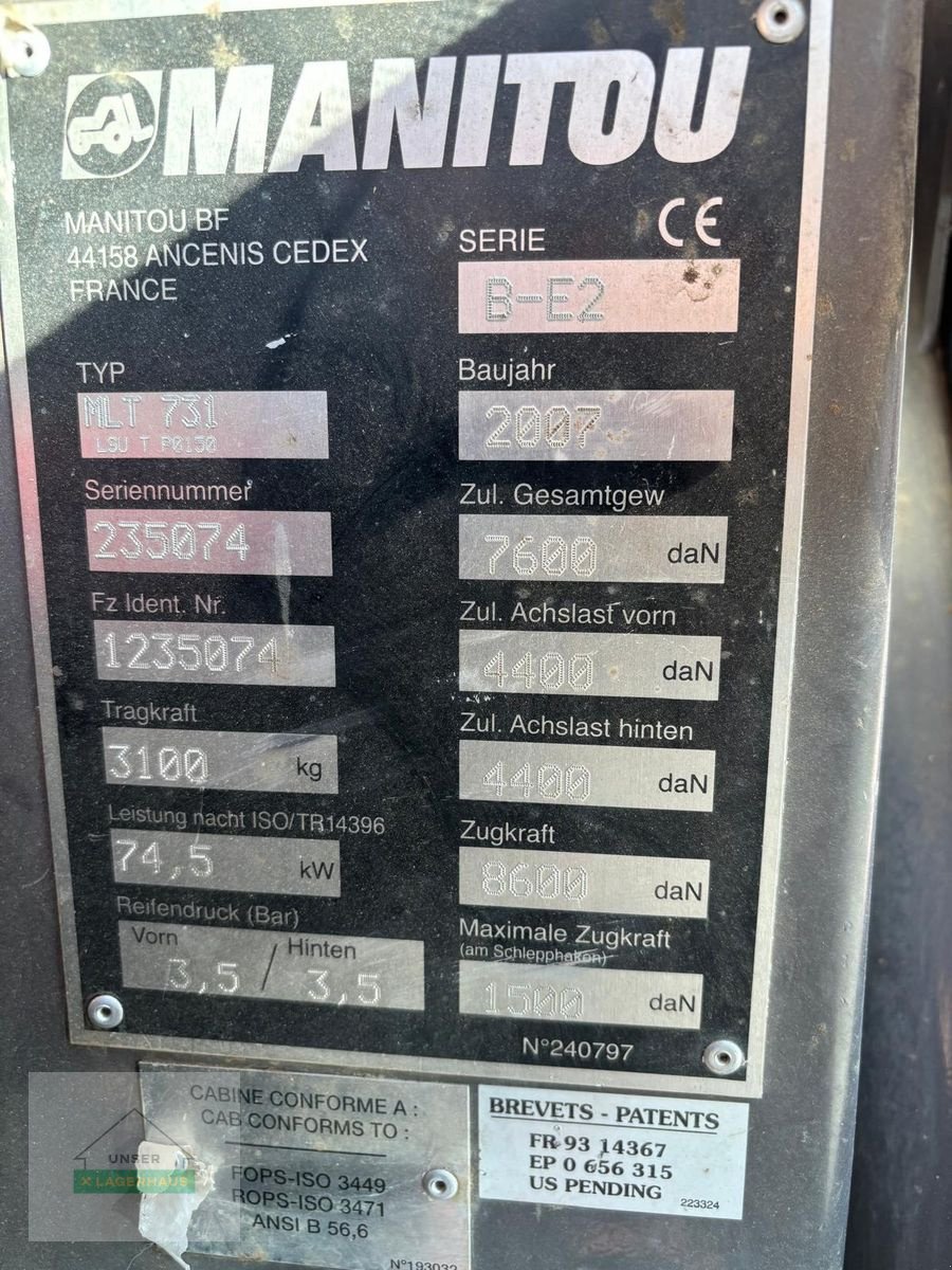 Teleskoplader типа Manitou MLT 731 LSU, Gebrauchtmaschine в Hartberg (Фотография 7)