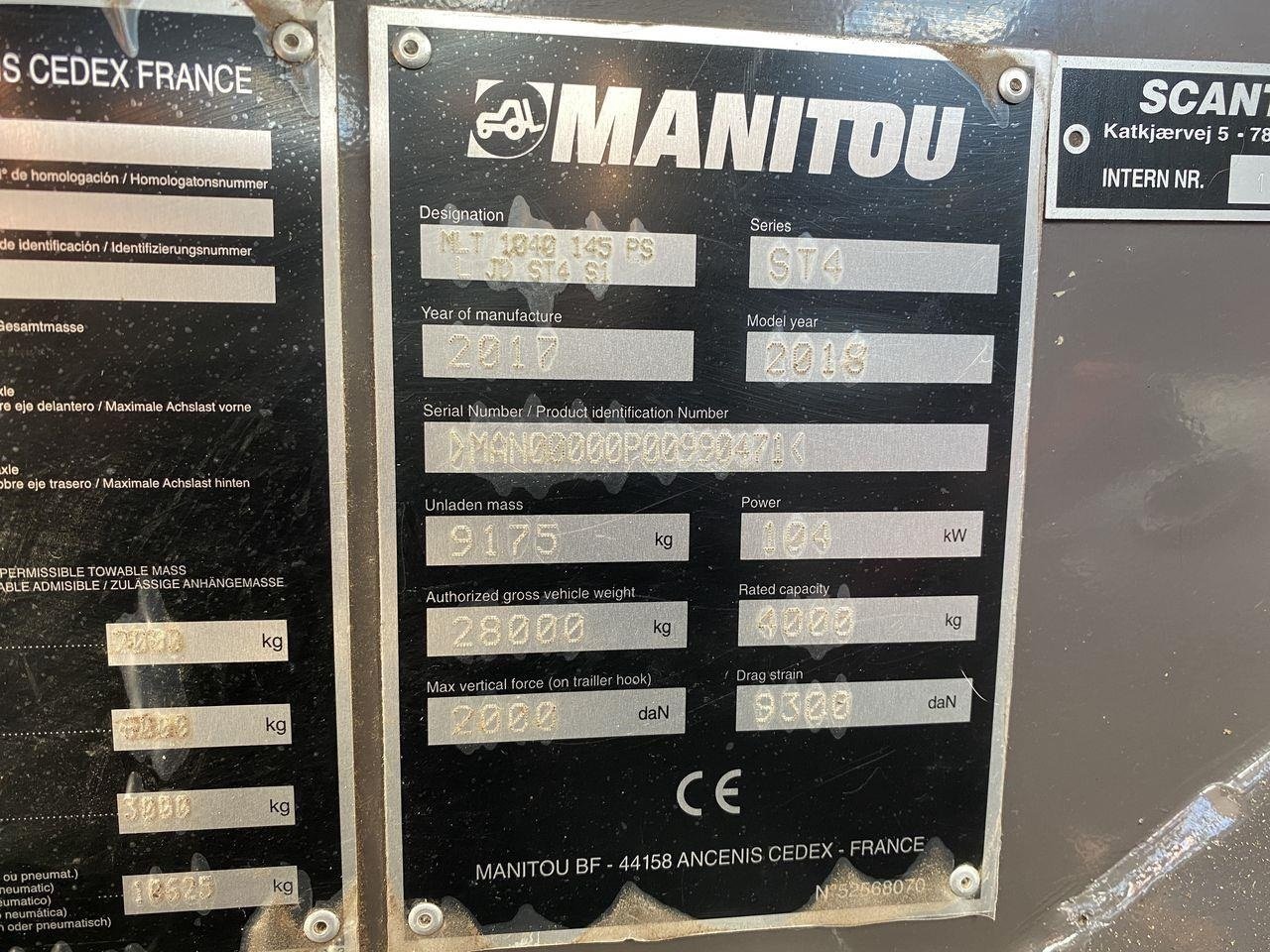 Teleskoplader Türe ait Manitou MLT1040-145PS L ELIT, Gebrauchtmaschine içinde Skive (resim 13)