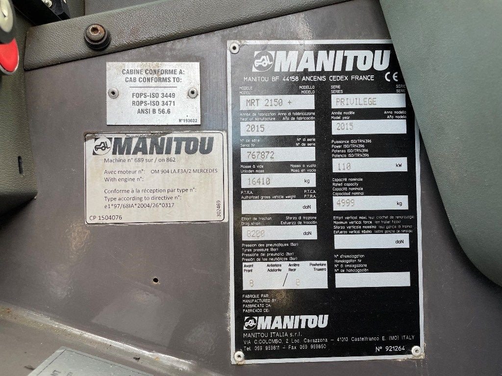 Teleskoplader типа Manitou MRT 2150 Plus Privilege, Gebrauchtmaschine в WIJCHEN (Фотография 4)