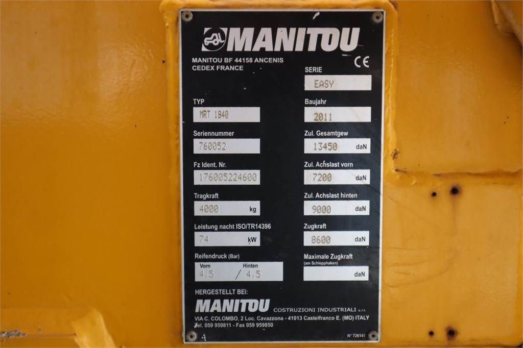 Teleskoplader типа Manitou MRT1840 EASY Diesel, 4x4x4 Drive, 18m Lifting Heig, Gebrauchtmaschine в Groenlo (Фотография 7)
