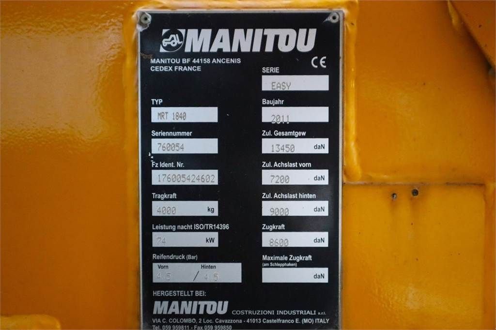 Teleskoplader a típus Manitou MRT1840 EASY Diesel, 4x4x4 Drive, 18m Lifting Heig, Gebrauchtmaschine ekkor: Groenlo (Kép 7)