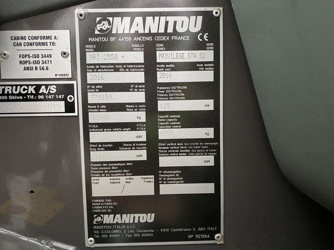 Teleskoplader of the type Manitou MRT2550P+ ST4, Gebrauchtmaschine in Skive (Picture 12)