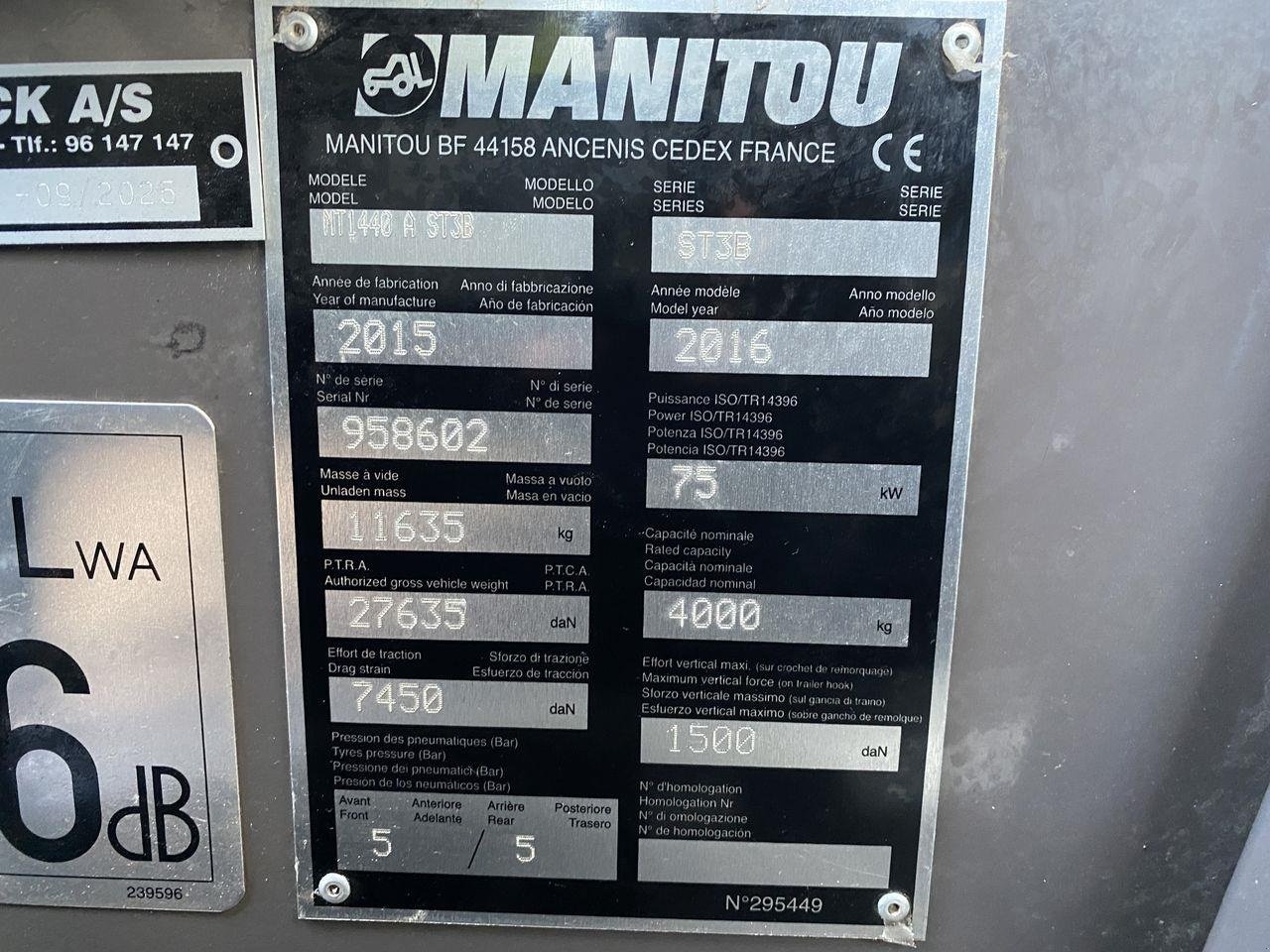 Teleskoplader of the type Manitou MT1440A ST3B, Gebrauchtmaschine in Skive (Picture 11)