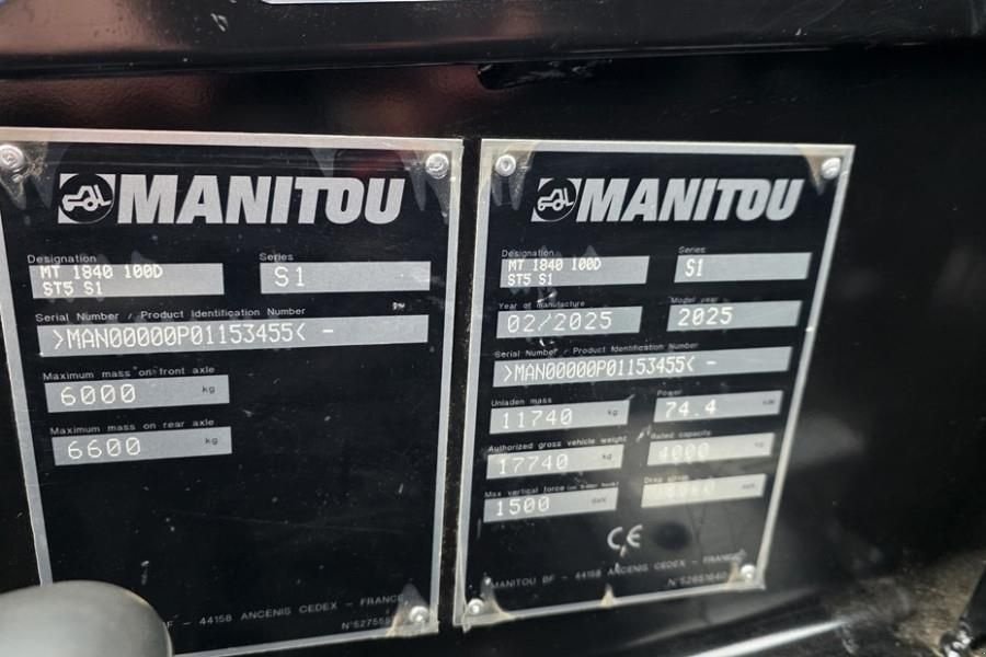 Teleskoplader типа Manitou MT1840 100D ST5 S1 Valid inspection, *Guarantee! D, Gebrauchtmaschine в Groenlo (Фотография 7)