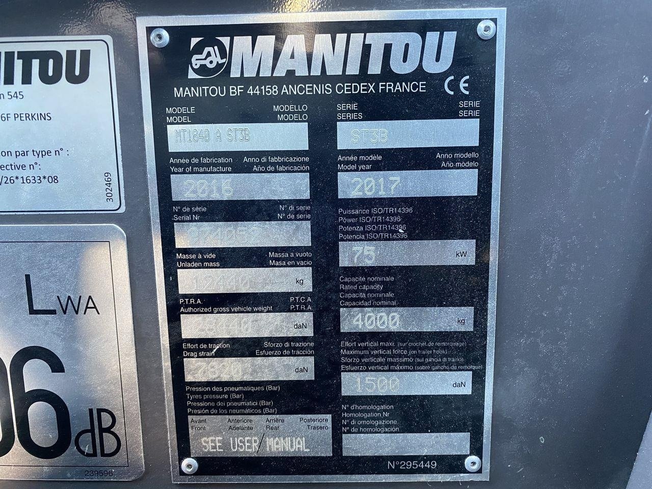 Teleskoplader typu Manitou MT1840A ST3B, Gebrauchtmaschine v Skive (Obrázek 11)