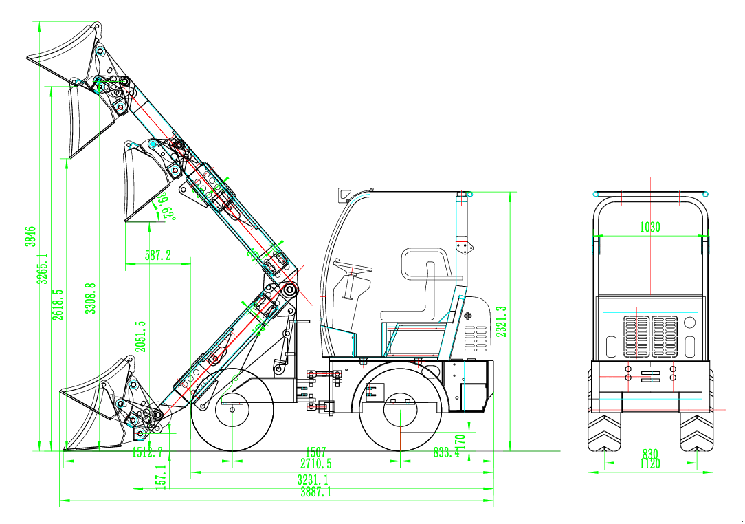 Teleskoplader za tip schieder 4WD Teleskoplader/Hoflader 1000T mit beheizter Kabine und KUBOTA Euro5, Neumaschine u mixnitz (Slika 3)