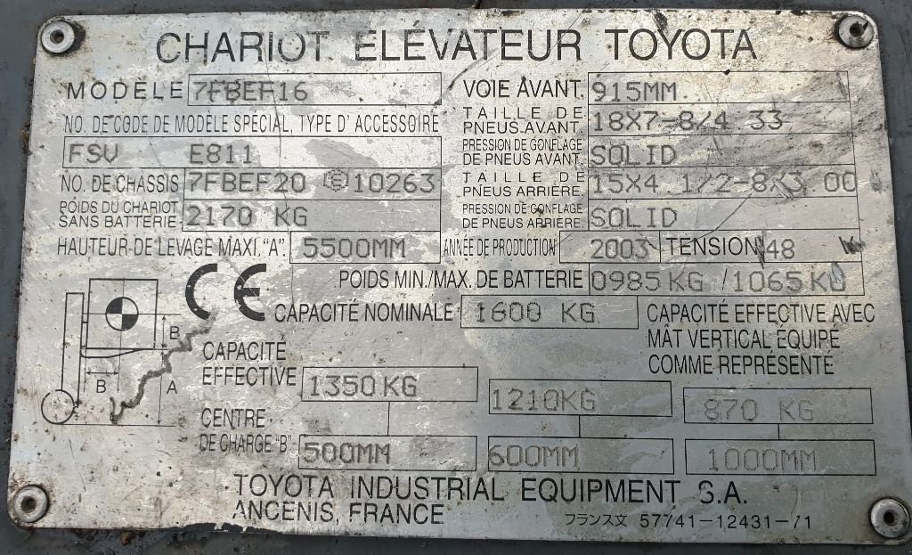 Teleskoplader des Typs Toyota 7FBEF16, Gebrauchtmaschine in BAZAINVILLE (Bild 7)