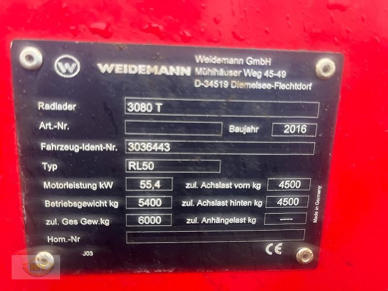 Teleskoplader typu Weidemann  3080 T, Gebrauchtmaschine w Waldkappel (Zdjęcie 12)
