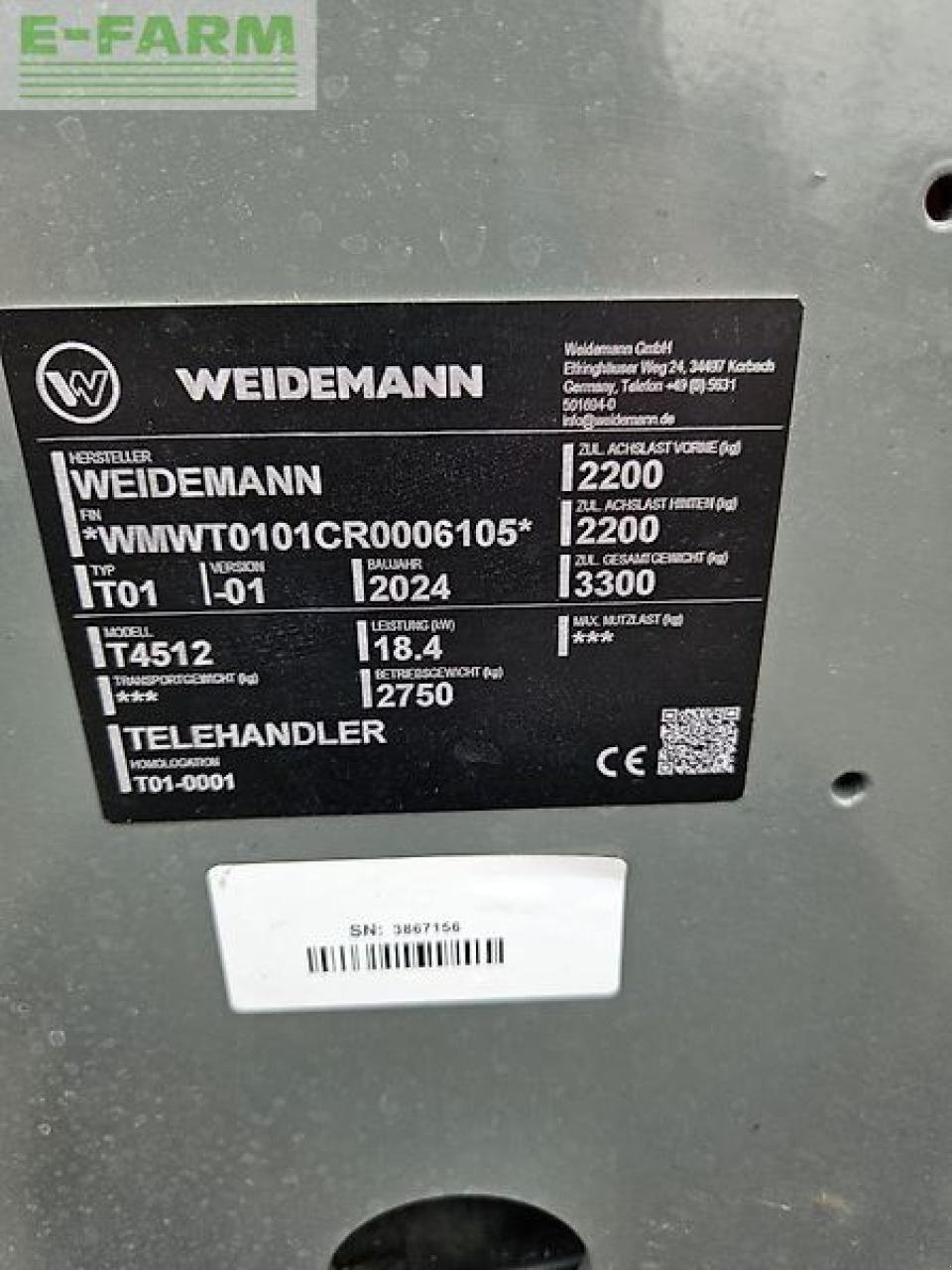 Teleskoplader del tipo Weidemann  t4512, Gebrauchtmaschine en BORGENTREICH (Imagen 9)