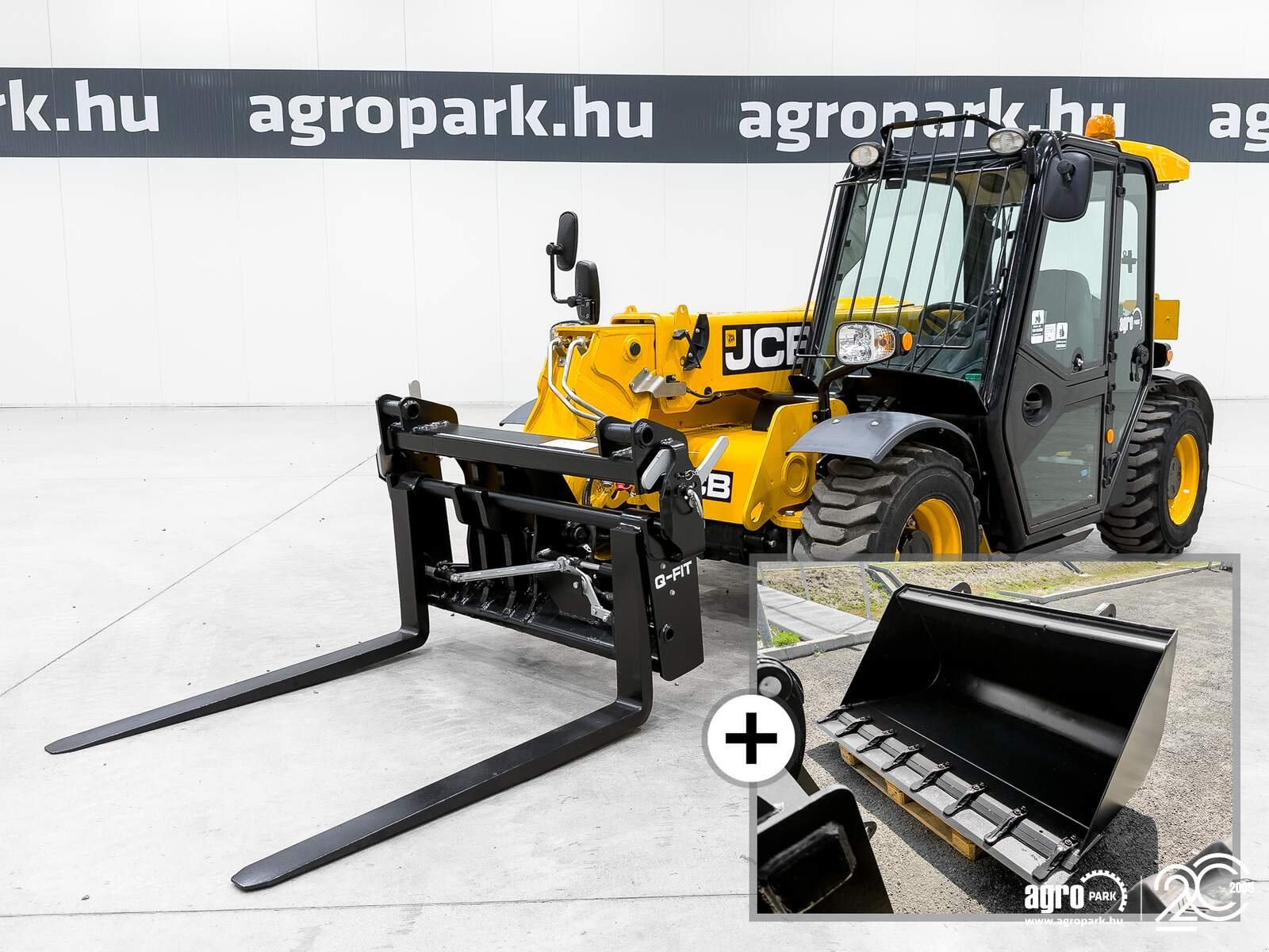 Teleskopstapler του τύπου JCB 525-60 Hi-Viz 2 m total height, 6 m reach, 2,5 ton lifting capacity, air con, pallet forks + bucket, Gebrauchtmaschine σε Csengele (Φωτογραφία 1)