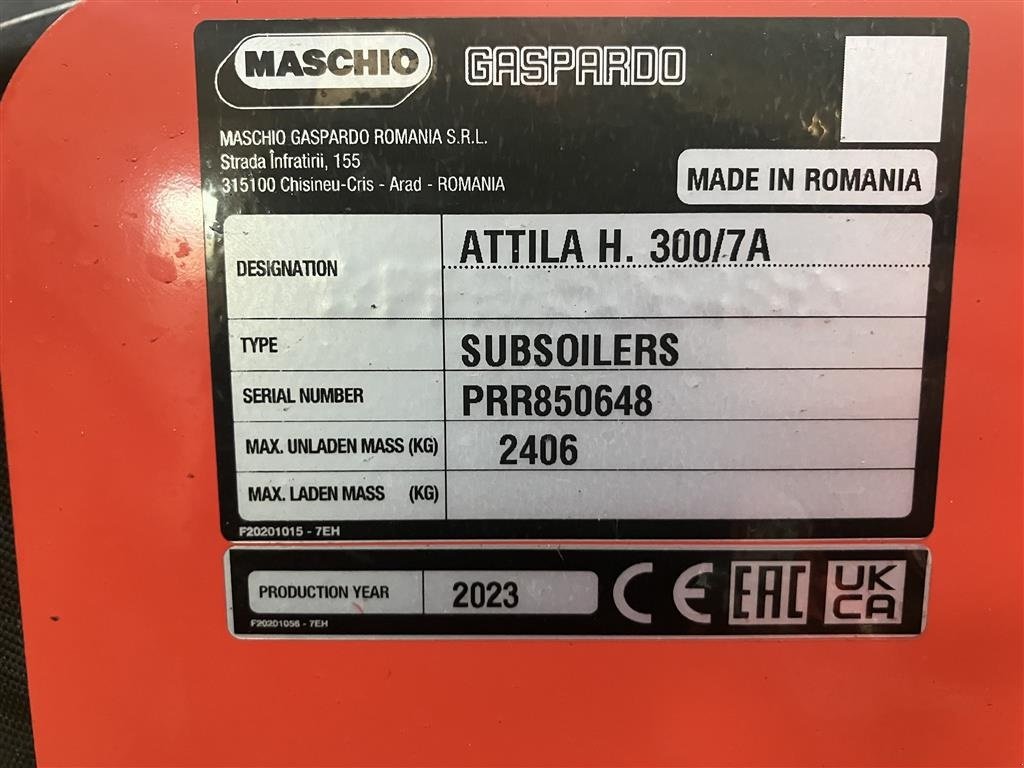 Tiefenlockerer des Typs Maschio ATTILA  HP-300-7 demo, Gebrauchtmaschine in Snedsted (Bild 6)