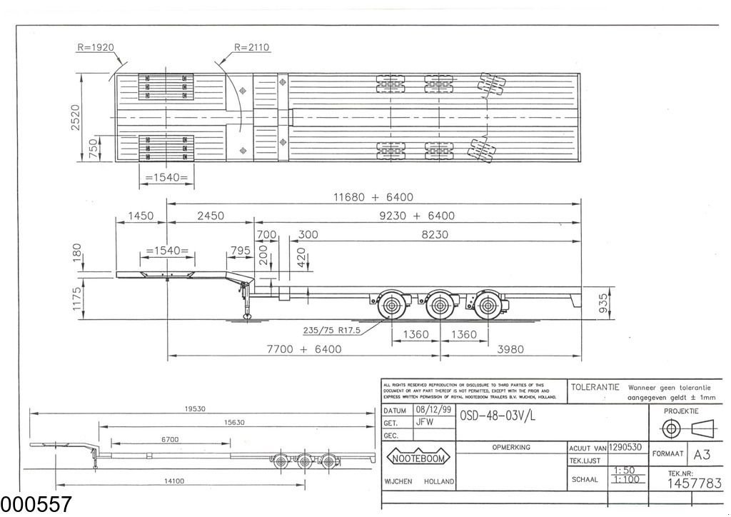 Tieflader of the type Nooteboom Lowbed 60.000 KG, Twistlocks, Extandable, 20 Mtr, Gebrauchtmaschine in Ede (Picture 3)