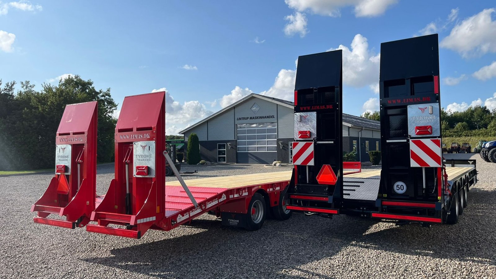 Tieflader of the type Sonstige 27TLL LANG MODEL med kombi bremser, både luft og hydrauliske bremser. Affjedret træk og affjedret aksler. Med hydrauliske ramper og værktøjskasse, Gebrauchtmaschine in Lintrup (Picture 24)