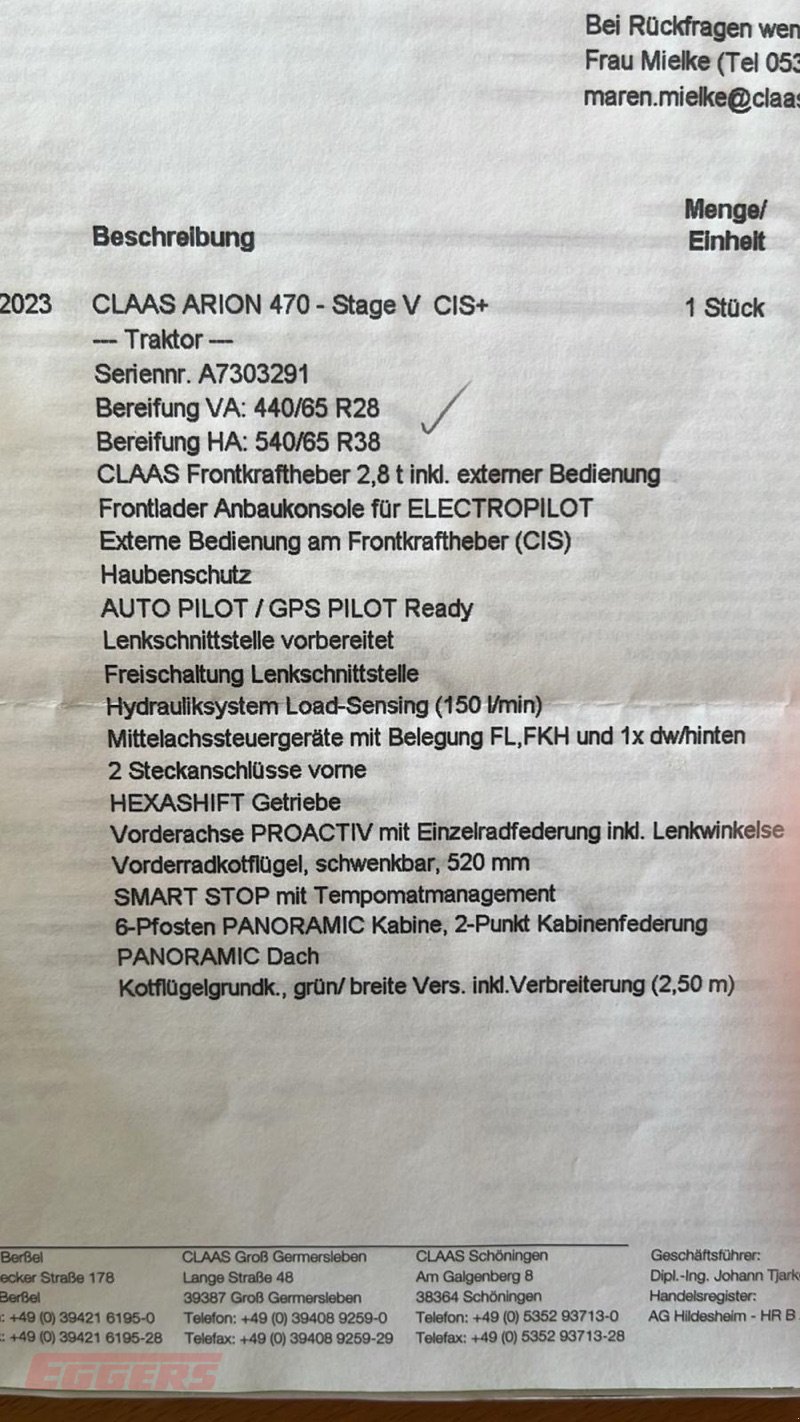 Traktor типа CLAAS ARION 470 CIS+, Gebrauchtmaschine в Suhlendorf (Фотография 5)