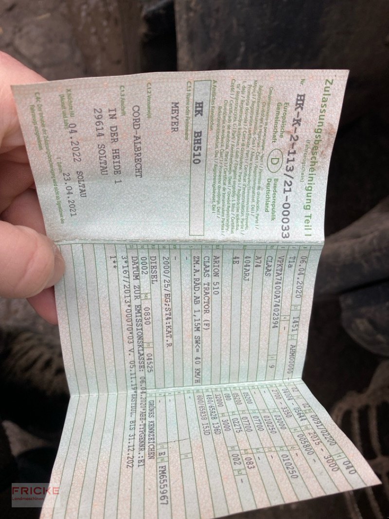 Traktor of the type CLAAS Arion 510 CIS, Gebrauchtmaschine in Bockel - Gyhum (Picture 21)