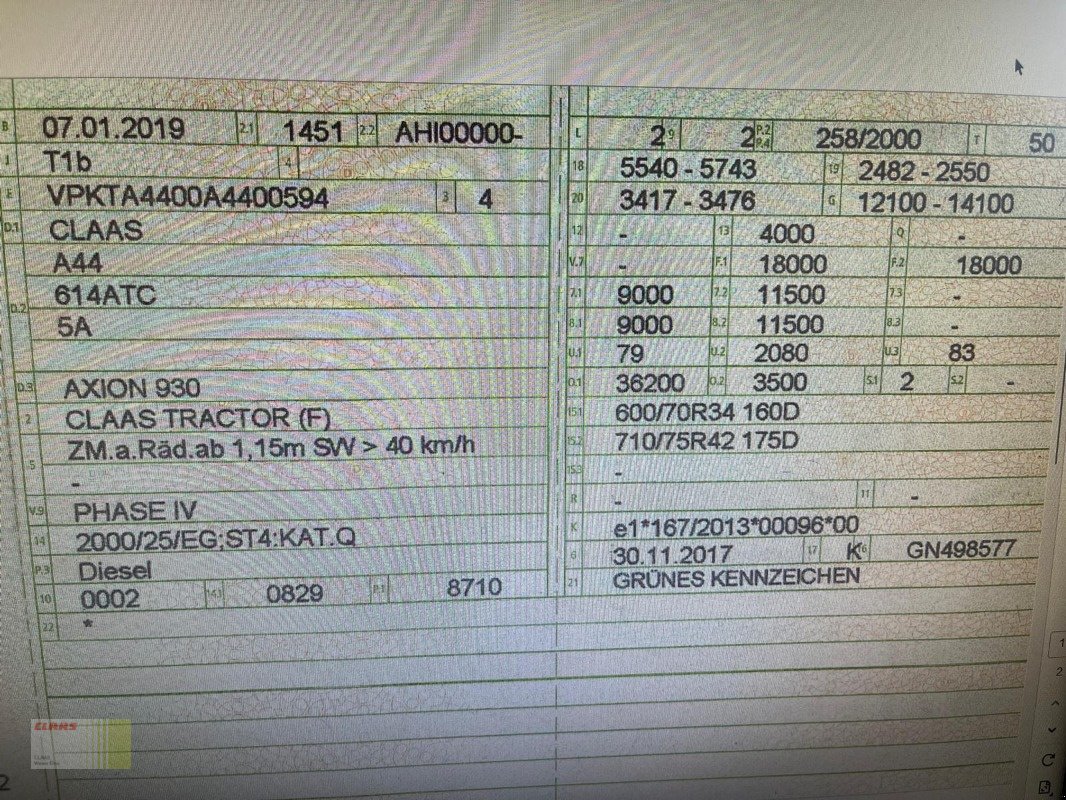 Traktor des Typs CLAAS AXION 930 CMATIC, FKH + FZW, nur 4.893 h !, Gebrauchtmaschine in Molbergen (Bild 18)