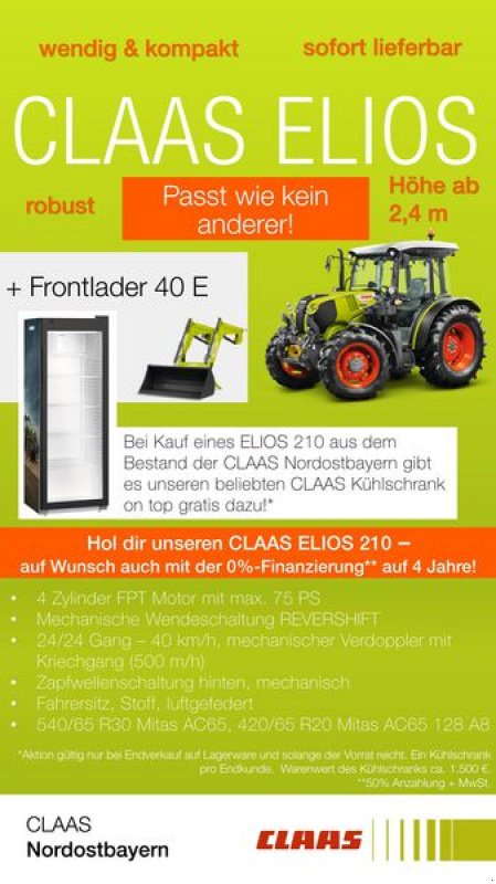 Traktor a típus CLAAS ELIOS 210 CLASSIC, Neumaschine ekkor: Freystadt (Kép 1)