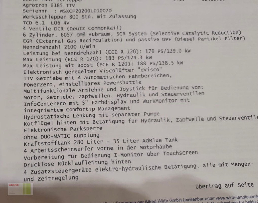 Traktor typu Deutz-Fahr 6185 TTV, Gebrauchtmaschine v Bordesholm (Obrázek 2)