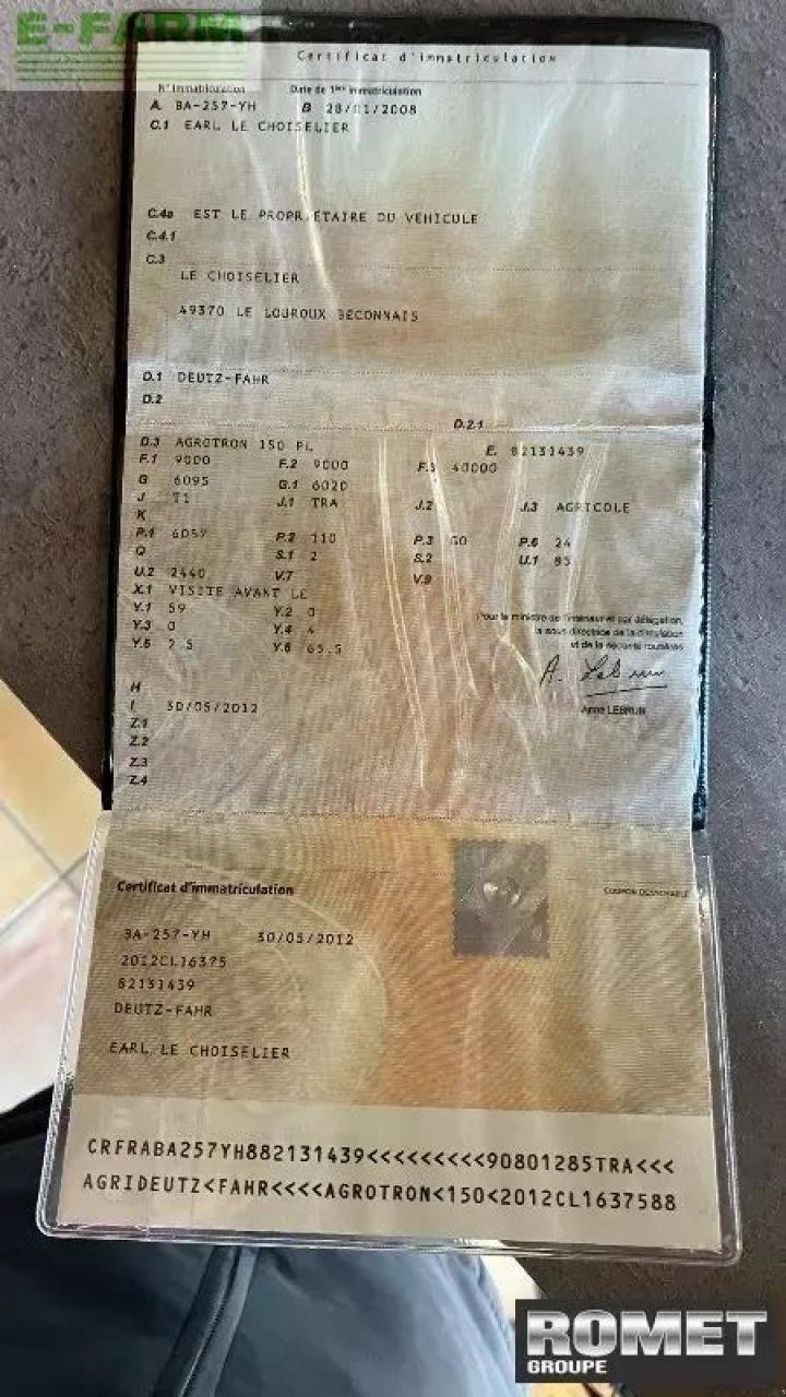 Traktor a típus Deutz-Fahr agrotron-150pl, Gebrauchtmaschine ekkor: GENNES-SUR-GLAIZE (Kép 10)