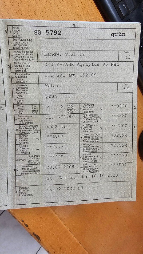 Traktor a típus Deutz Agroplus 95 New, Gebrauchtmaschine ekkor: Altendorf (Kép 11)
