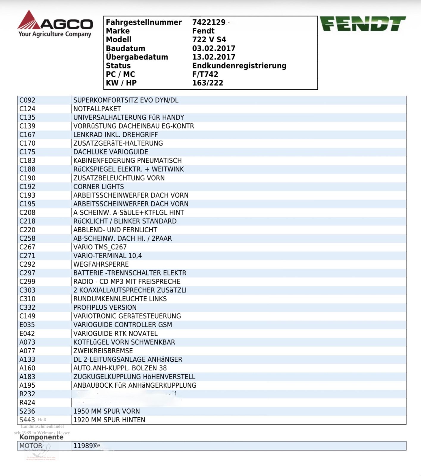 Traktor типа Fendt 722 Vario ProfiPlus S4, Bj 17, 6.170 h, RTK ( 718 720 724 ), Gebrauchtmaschine в Weimar/Hessen (Фотография 4)