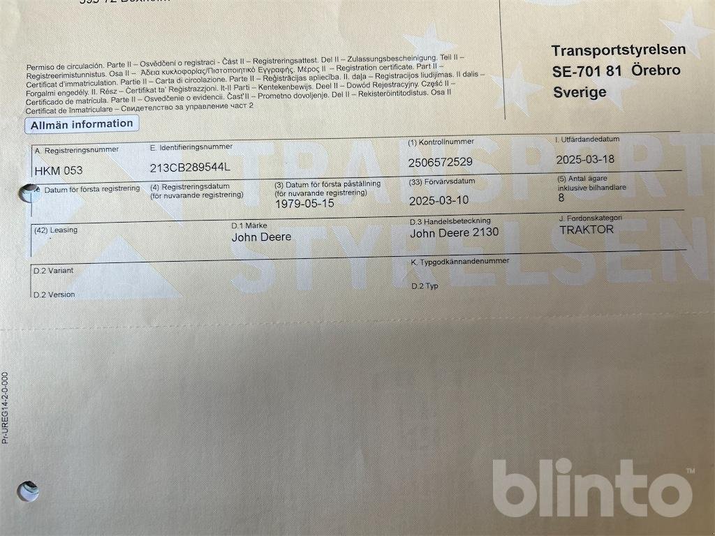 Traktor a típus John Deere 2130, Gebrauchtmaschine ekkor: Düsseldorf (Kép 6)
