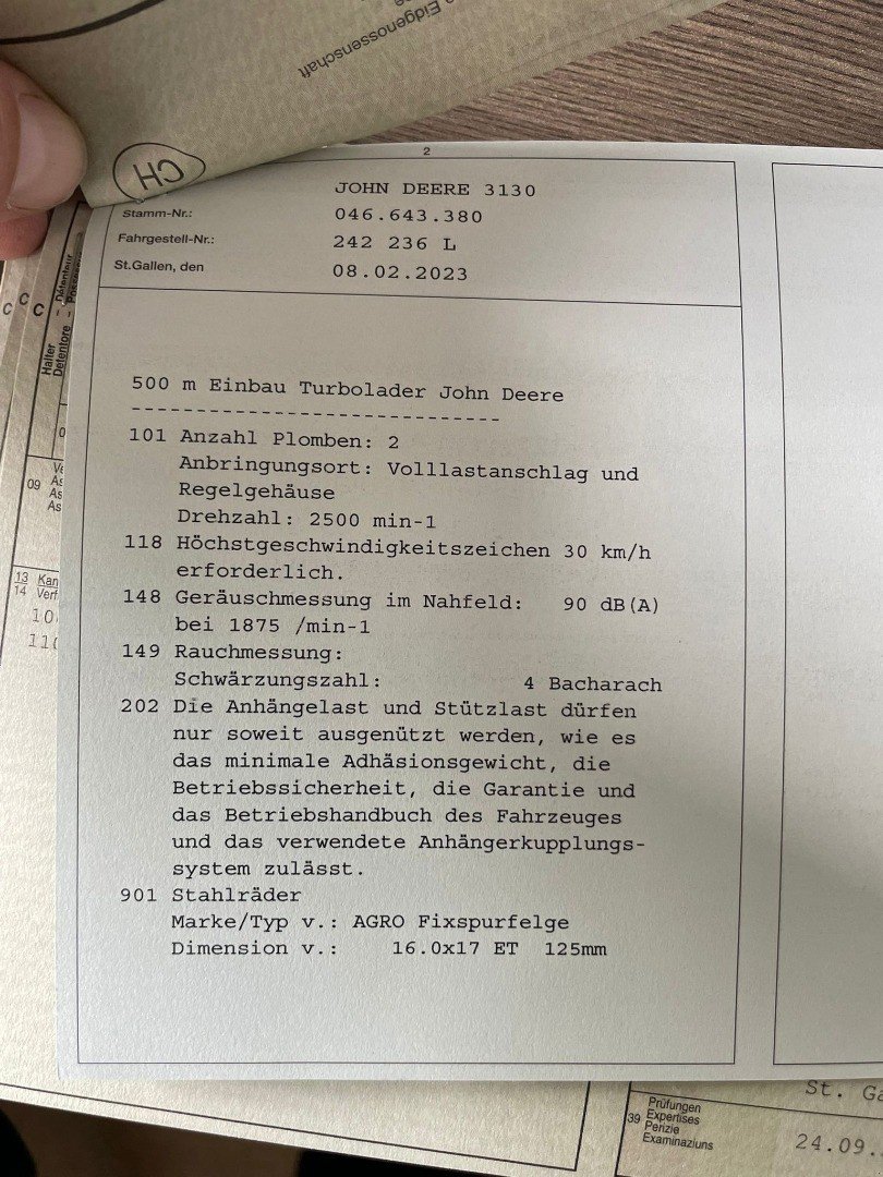 Traktor typu John Deere 3130, Gebrauchtmaschine v Landquart (Obrázek 8)
