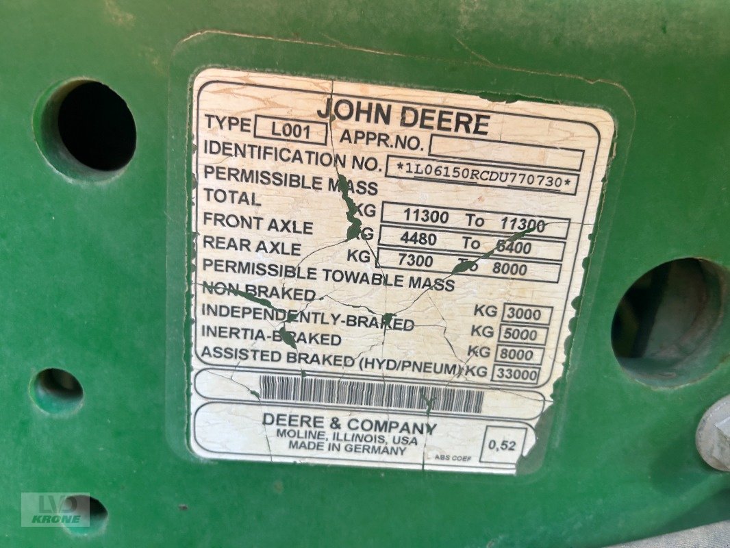 Traktor типа John Deere 6150R, Gebrauchtmaschine в Bremke (Фотография 11)