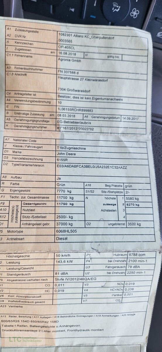 Traktor du type John Deere 6155R, Gebrauchtmaschine en Großpetersdorf (Photo 7)