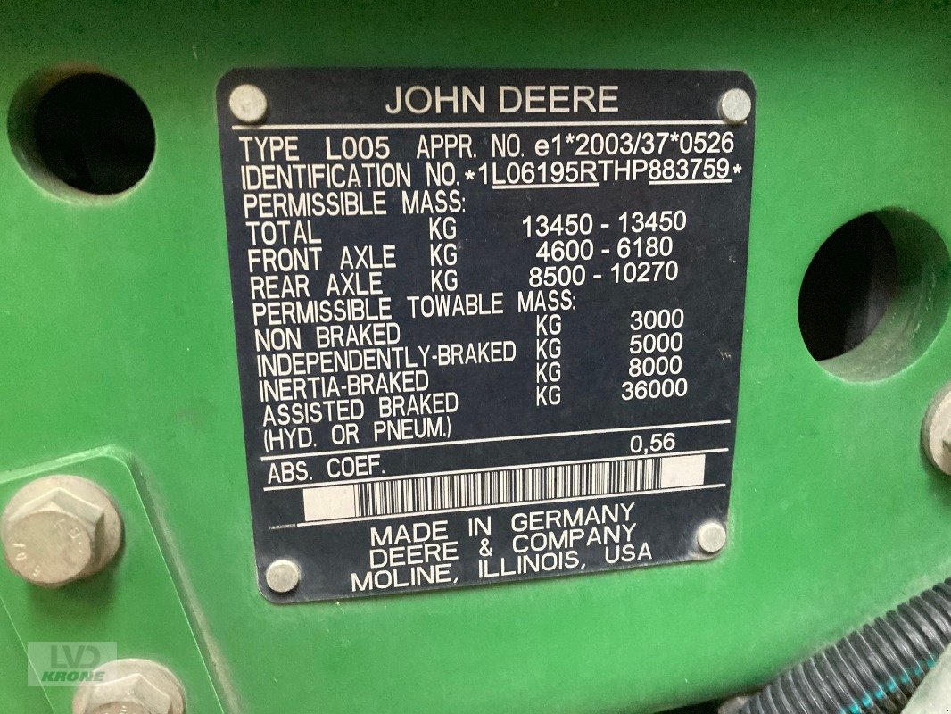 Traktor a típus John Deere 6195R, Gebrauchtmaschine ekkor: Spelle (Kép 5)