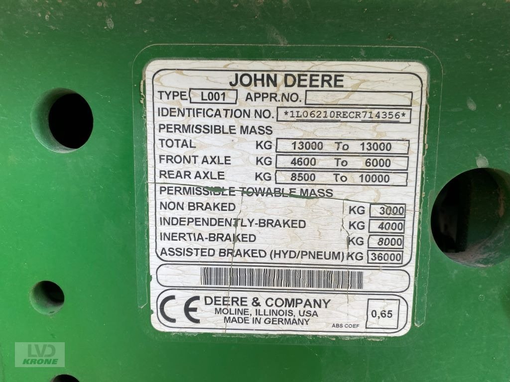 Traktor Türe ait John Deere 6210R, Gebrauchtmaschine içinde Barsinghausen OT Groß Munzel (resim 13)