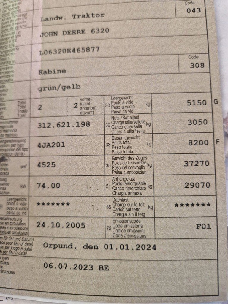 Traktor от тип John Deere 6320, Gebrauchtmaschine в Etziken (Снимка 7)