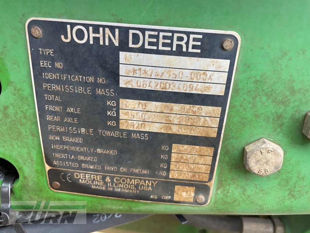 Traktor des Typs John Deere 6420, Gebrauchtmaschine in Emskirchen (Bild 21)