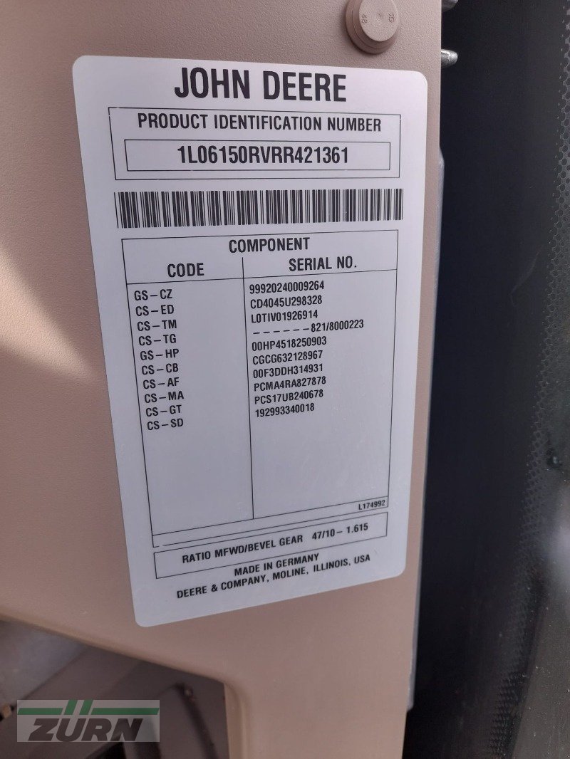 Traktor des Typs John Deere 6R150 / 6R 150, Gebrauchtmaschine in Giebelstadt-Euerhausen (Bild 9)