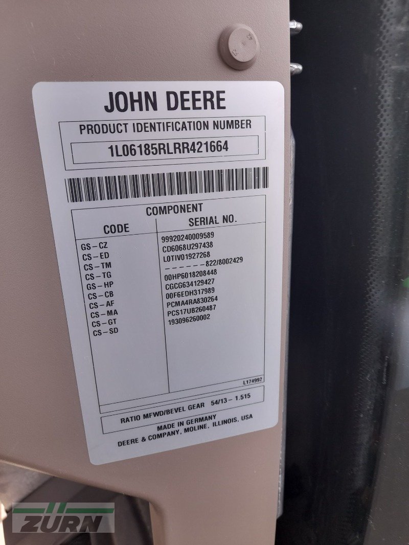 Traktor des Typs John Deere 6R185/ 6R 185, Gebrauchtmaschine in Giebelstadt-Euerhausen (Bild 8)