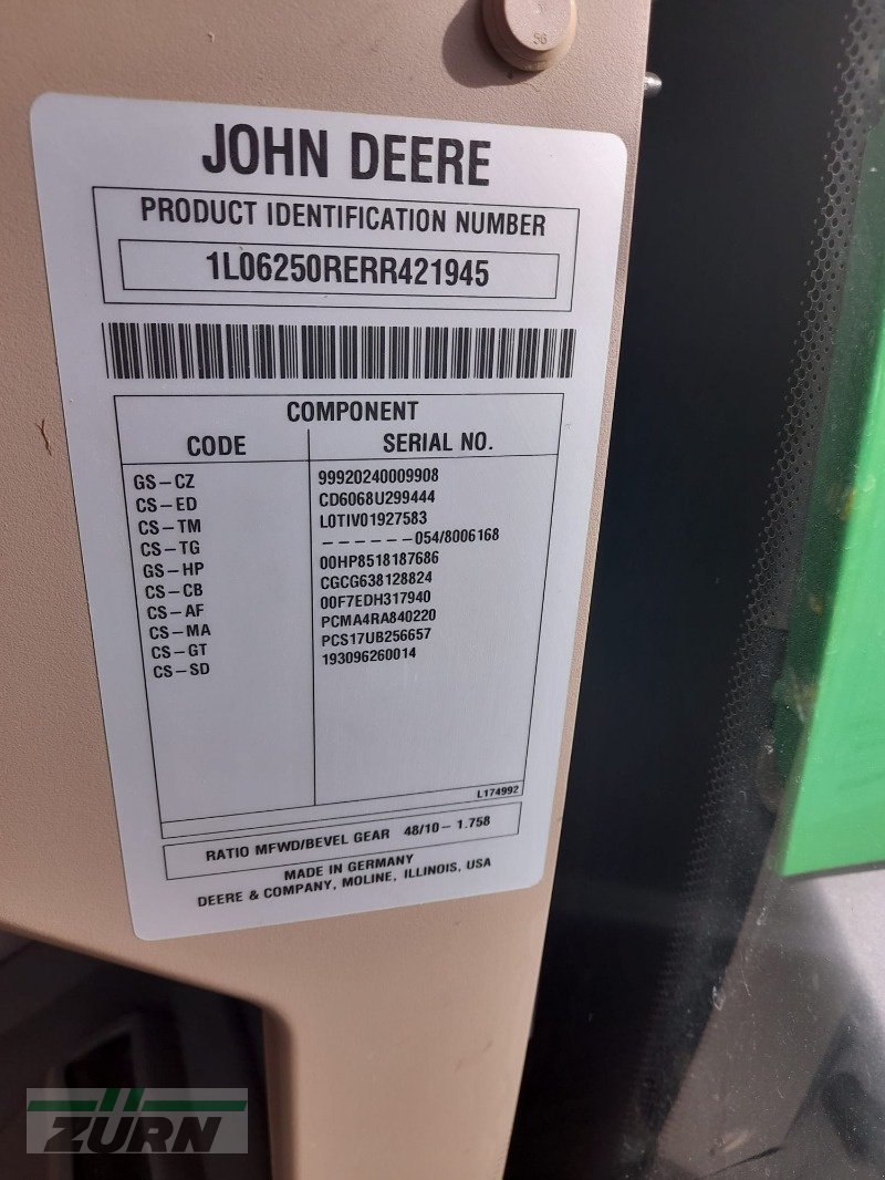 Traktor van het type John Deere 6R250 / 6R 250, Gebrauchtmaschine in Giebelstadt-Euerhausen (Foto 12)