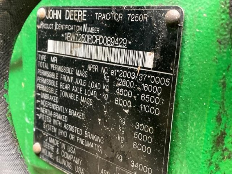 Traktor typu John Deere 7250R, Gebrauchtmaschine v Bramming (Obrázek 13)